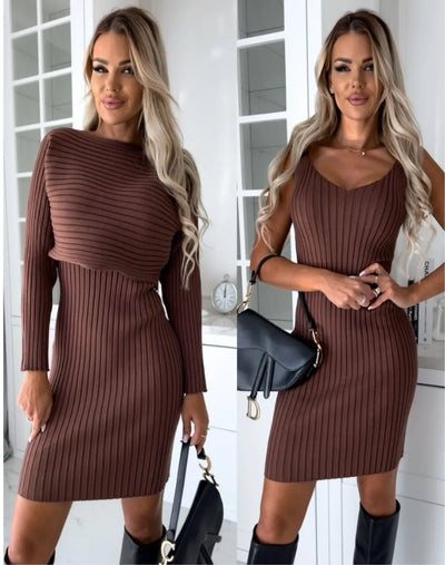 Scarlett | Chic Two-Piece Ensemble (Dress and Sweater)