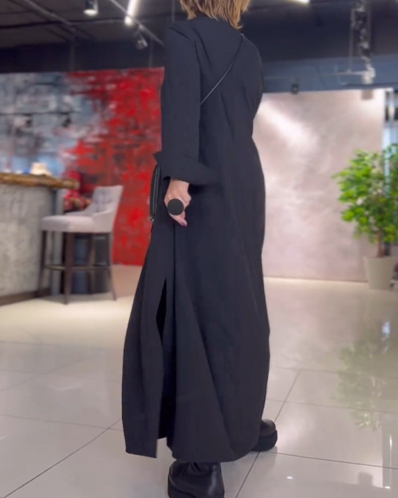 Zoe | Side Slit Lapel Loose Long Dress