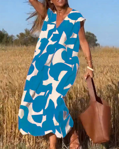 Aria | Elegant V-neck Floral Dress