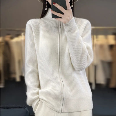 Charlotte | Zippered Wool Cardigan