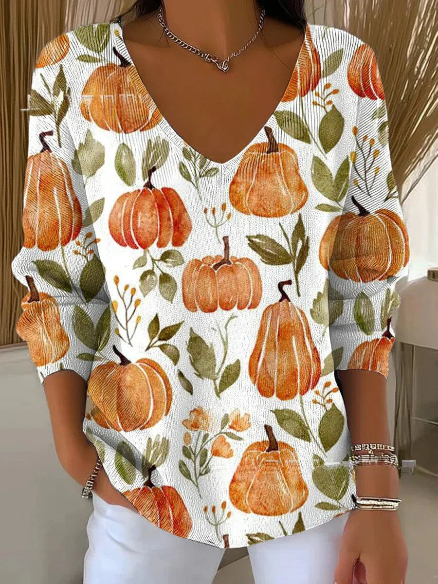 BENEDETTA | PUMPKIN KNIT V-NECK SWEATER