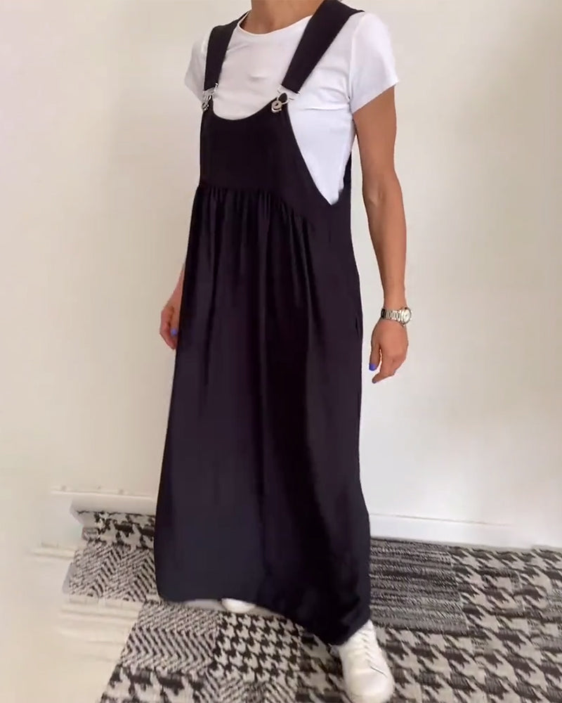 Emily | Chic Solid Color Suspender Dress