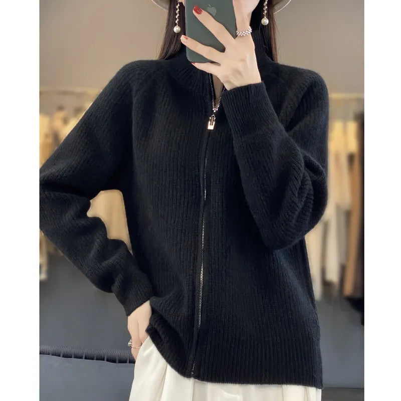 Charlotte | Zippered Wool Cardigan