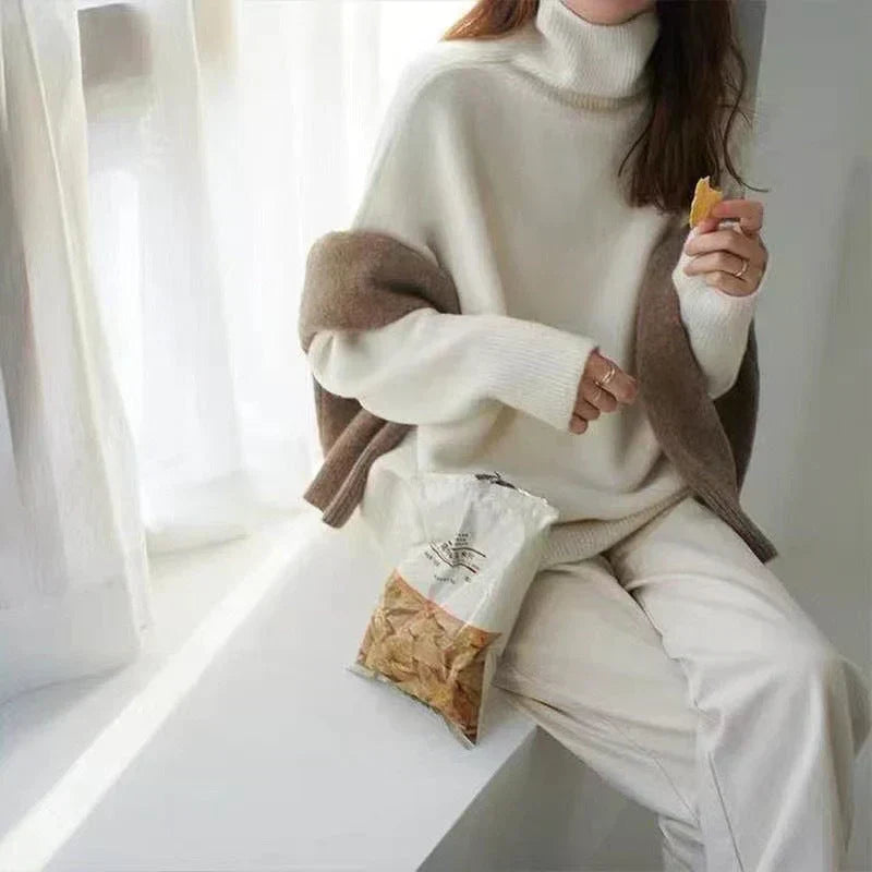 Kayla | High Collar Loose Knitted Sweater