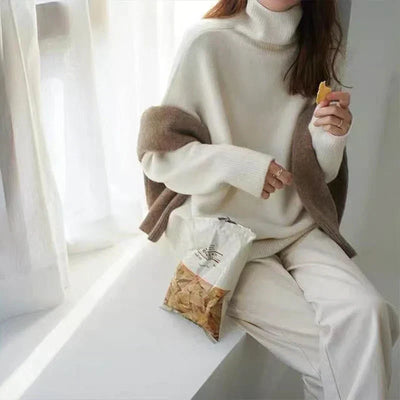 Kayla | High Collar Loose Knitted Sweater