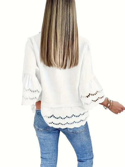 Emily Ruffle Hem Button-Up Blouse | Breezy Summer Style