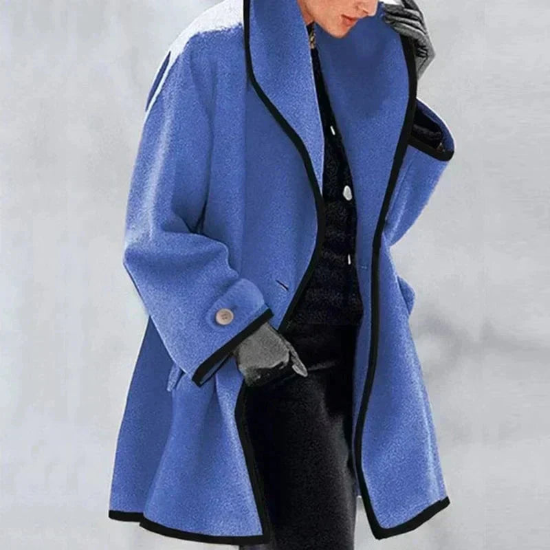 Casey | Contrast Trim Wool Coat