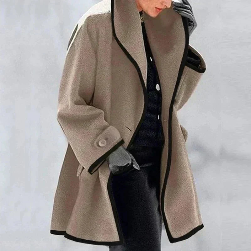 Casey | Contrast Trim Wool Coat