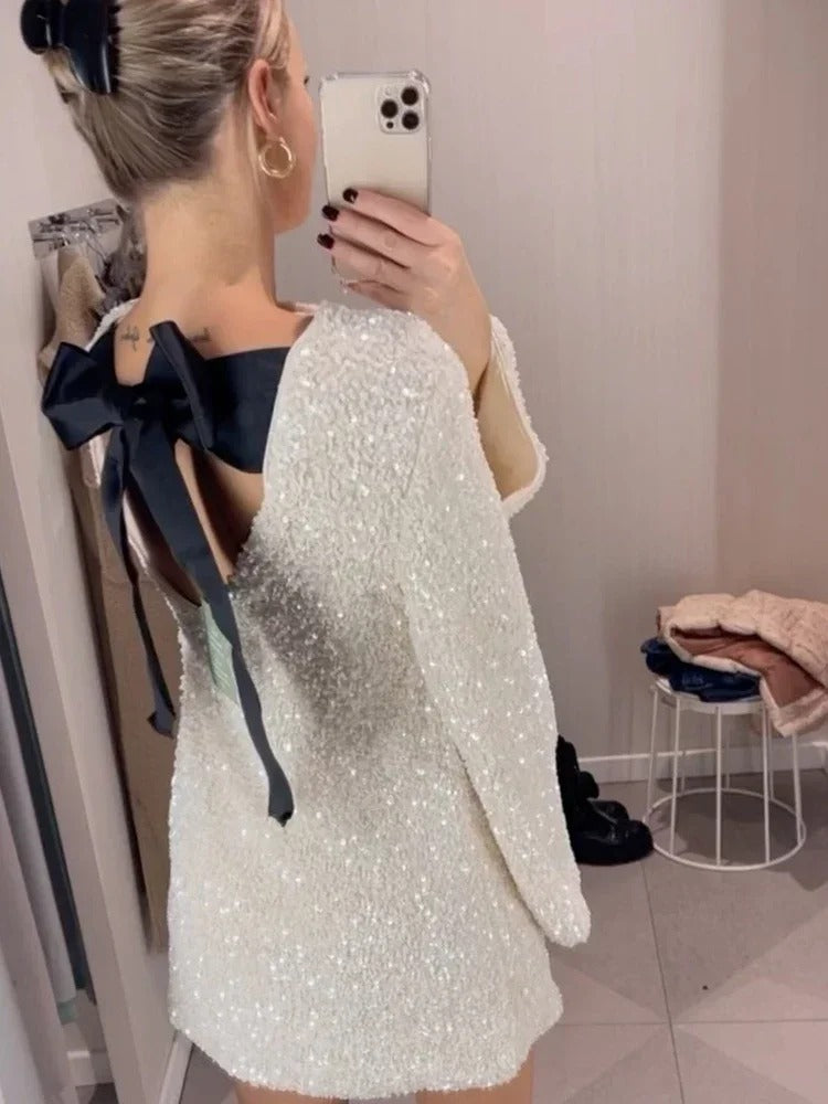 Lila | Chic Sparkle Dress with Bow