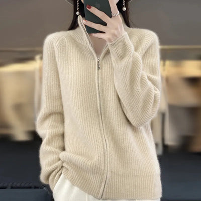 Charlotte | Zippered Wool Cardigan