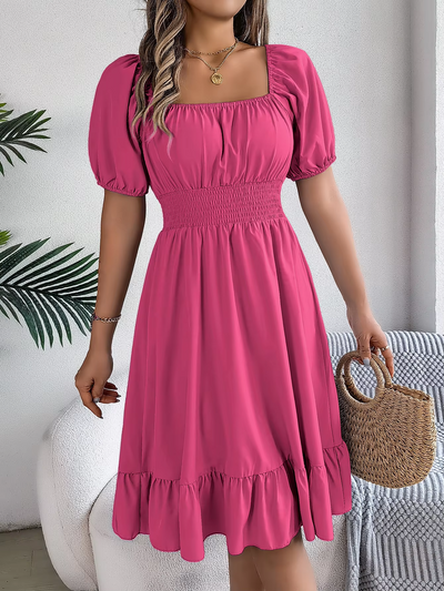 Riley | Chic Short Sleeve V-Neck Linen Dress