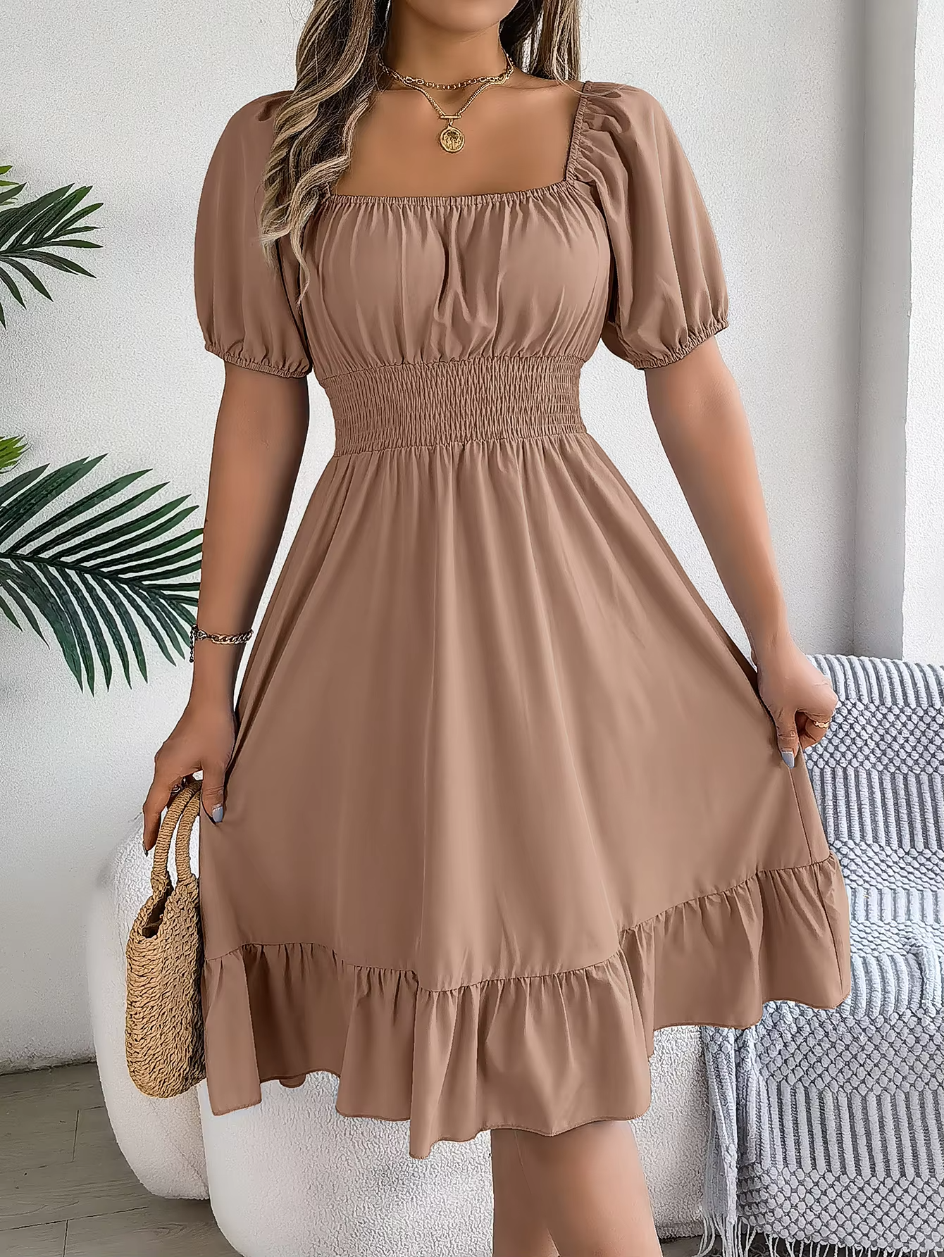 Riley | Chic Short Sleeve V-Neck Linen Dress
