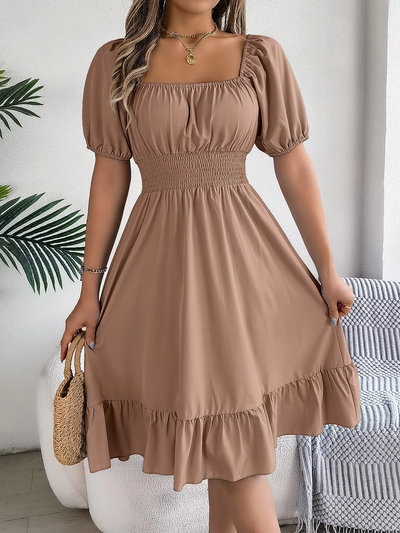 Riley | Chic Short Sleeve V-Neck Linen Dress