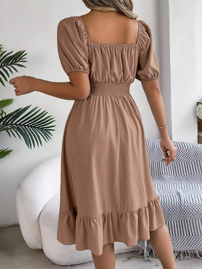 Riley | Chic Short Sleeve V-Neck Linen Dress