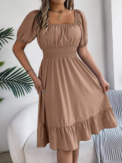 Riley | Chic Short Sleeve V-Neck Linen Dress