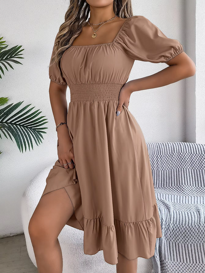 Riley | Chic Short Sleeve V-Neck Linen Dress