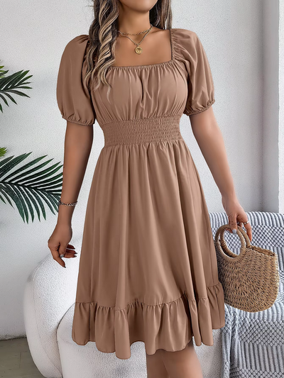 Riley | Chic Short Sleeve V-Neck Linen Dress