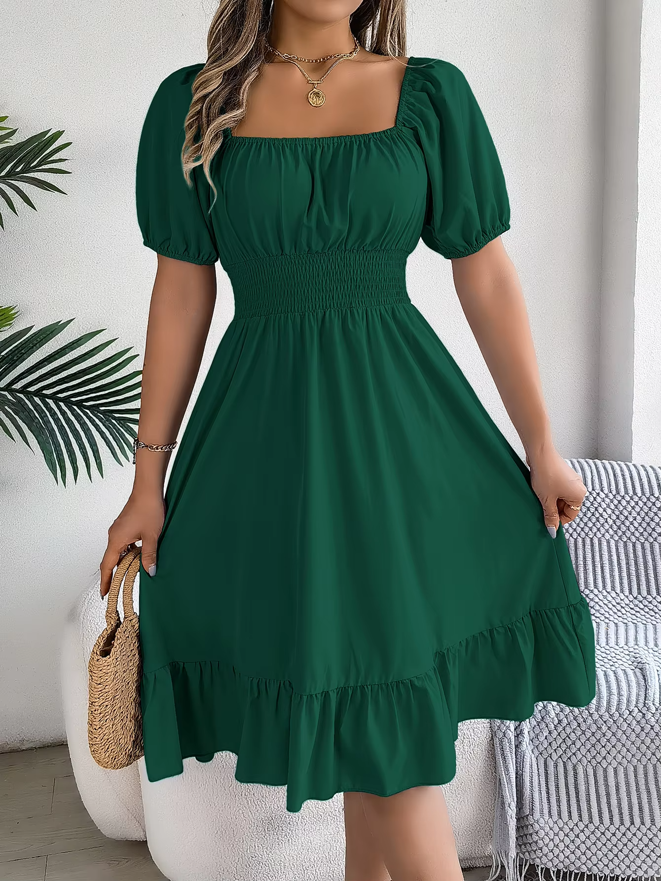 Riley | Chic Short Sleeve V-Neck Linen Dress