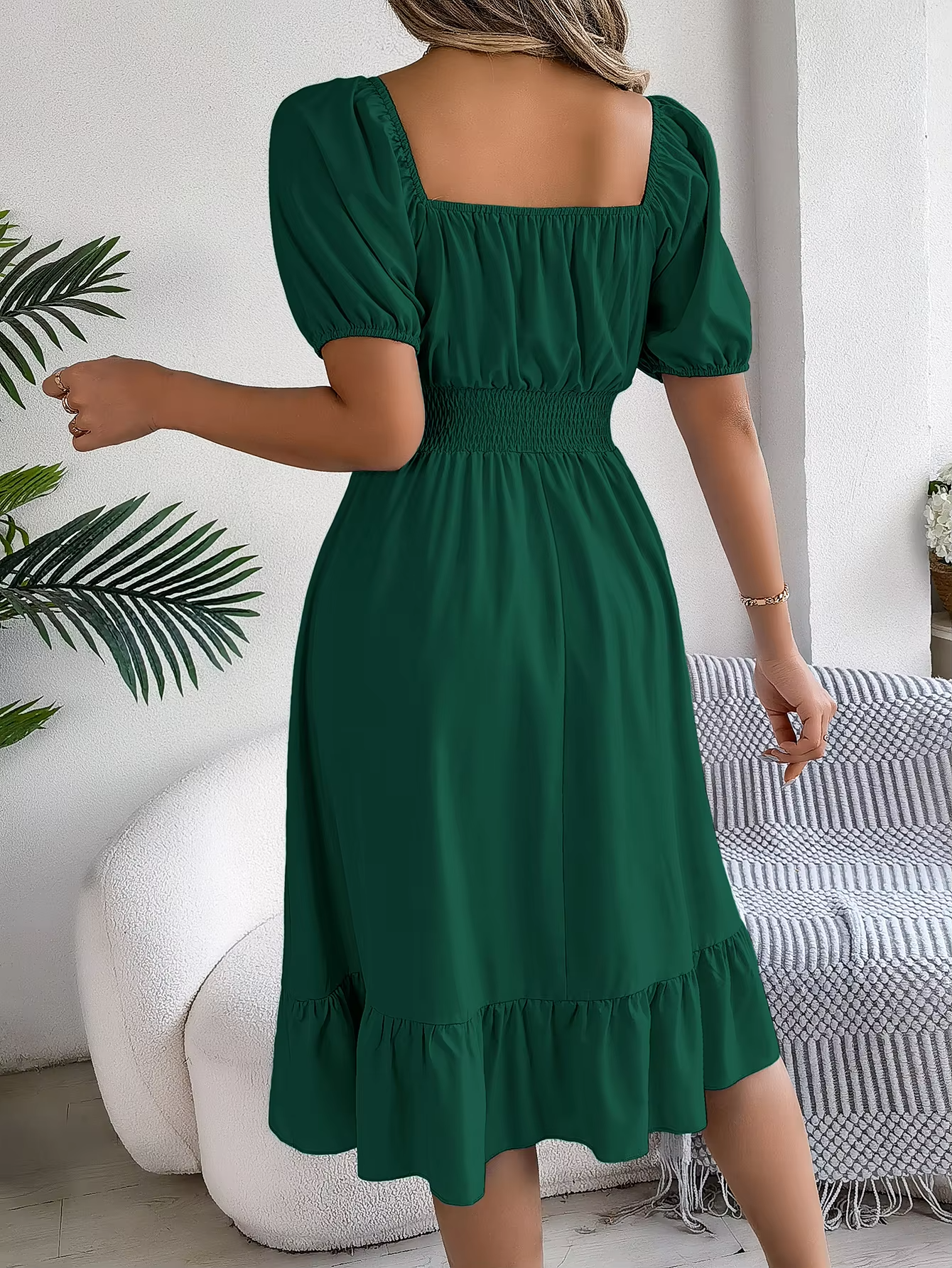 Riley | Chic Short Sleeve V-Neck Linen Dress
