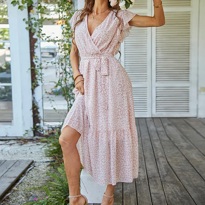 Lily | Stylish Floral Wrap Belt Summer Dress
