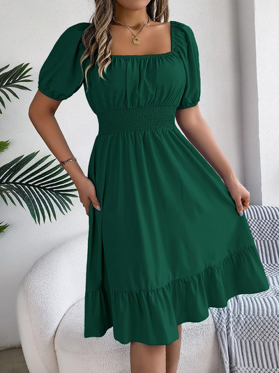 Riley | Chic Short Sleeve V-Neck Linen Dress