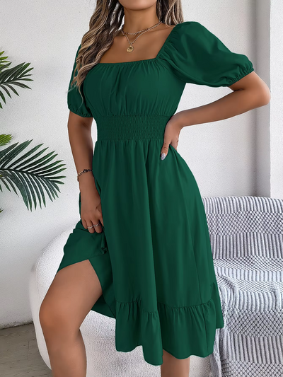 Riley | Chic Short Sleeve V-Neck Linen Dress