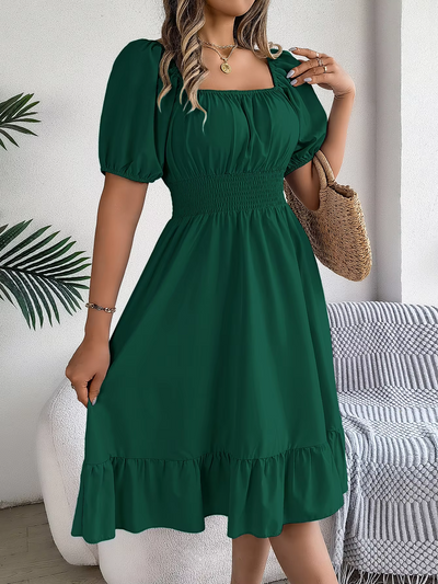 Riley | Chic Short Sleeve V-Neck Linen Dress