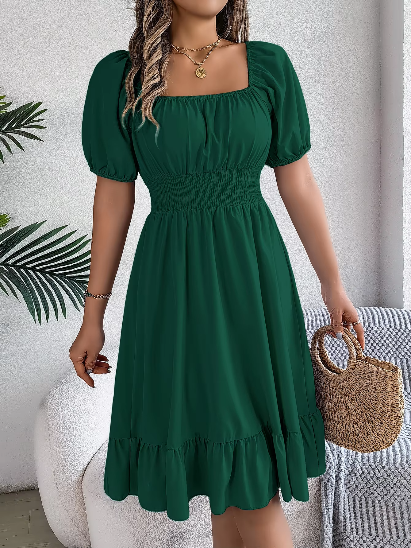 Riley | Chic Short Sleeve V-Neck Linen Dress