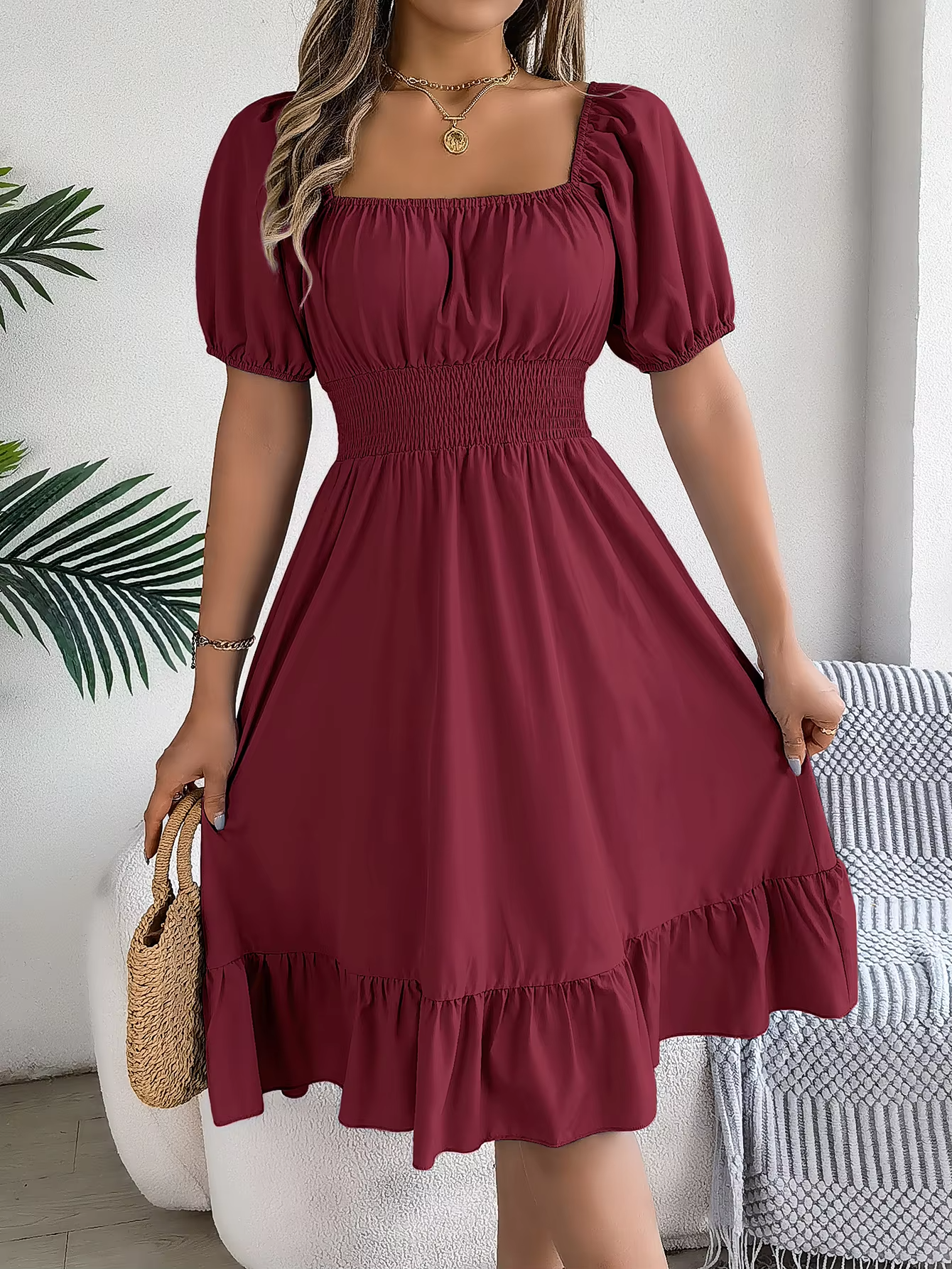 Riley | Chic Short Sleeve V-Neck Linen Dress
