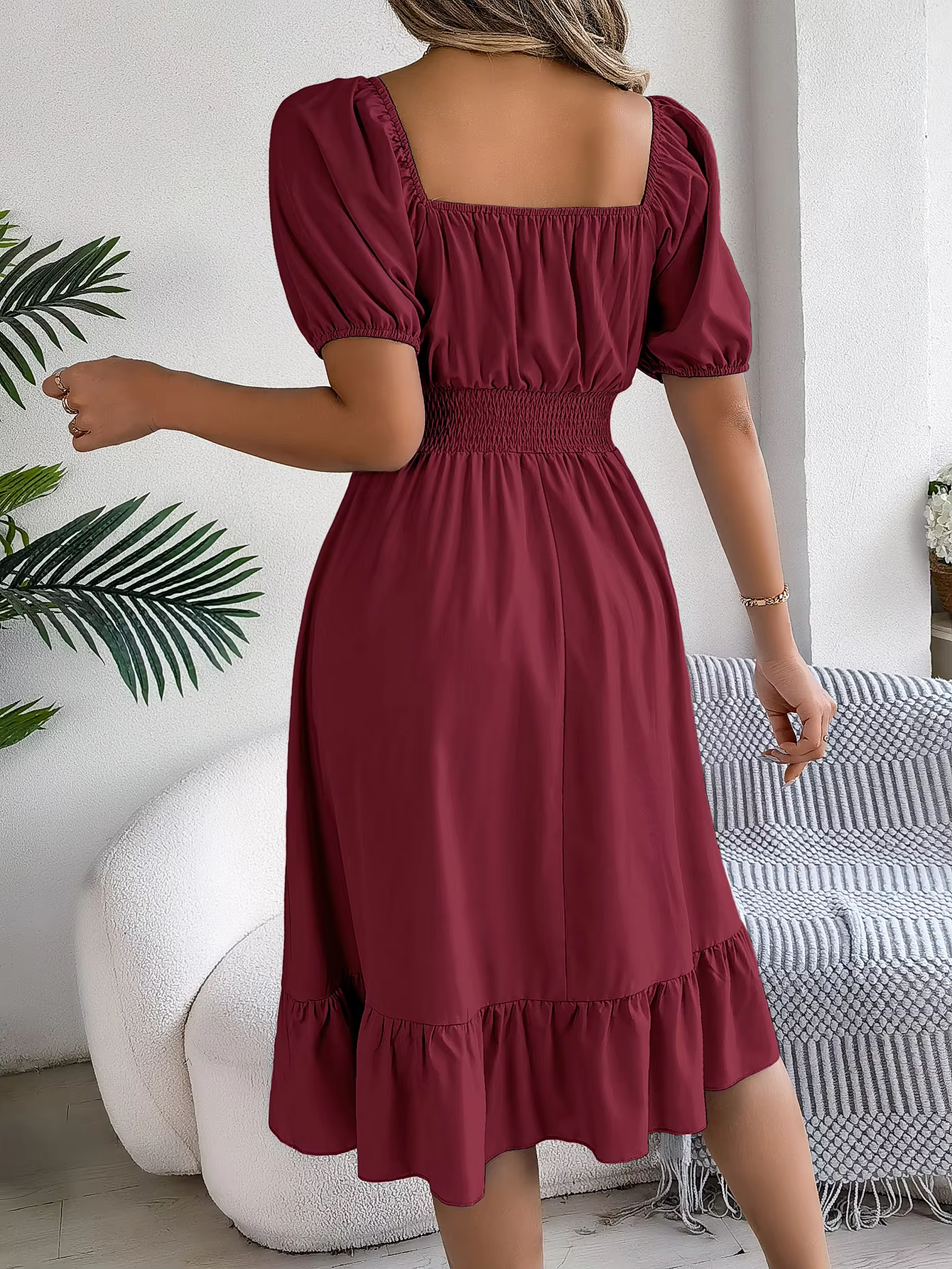 Riley | Chic Short Sleeve V-Neck Linen Dress