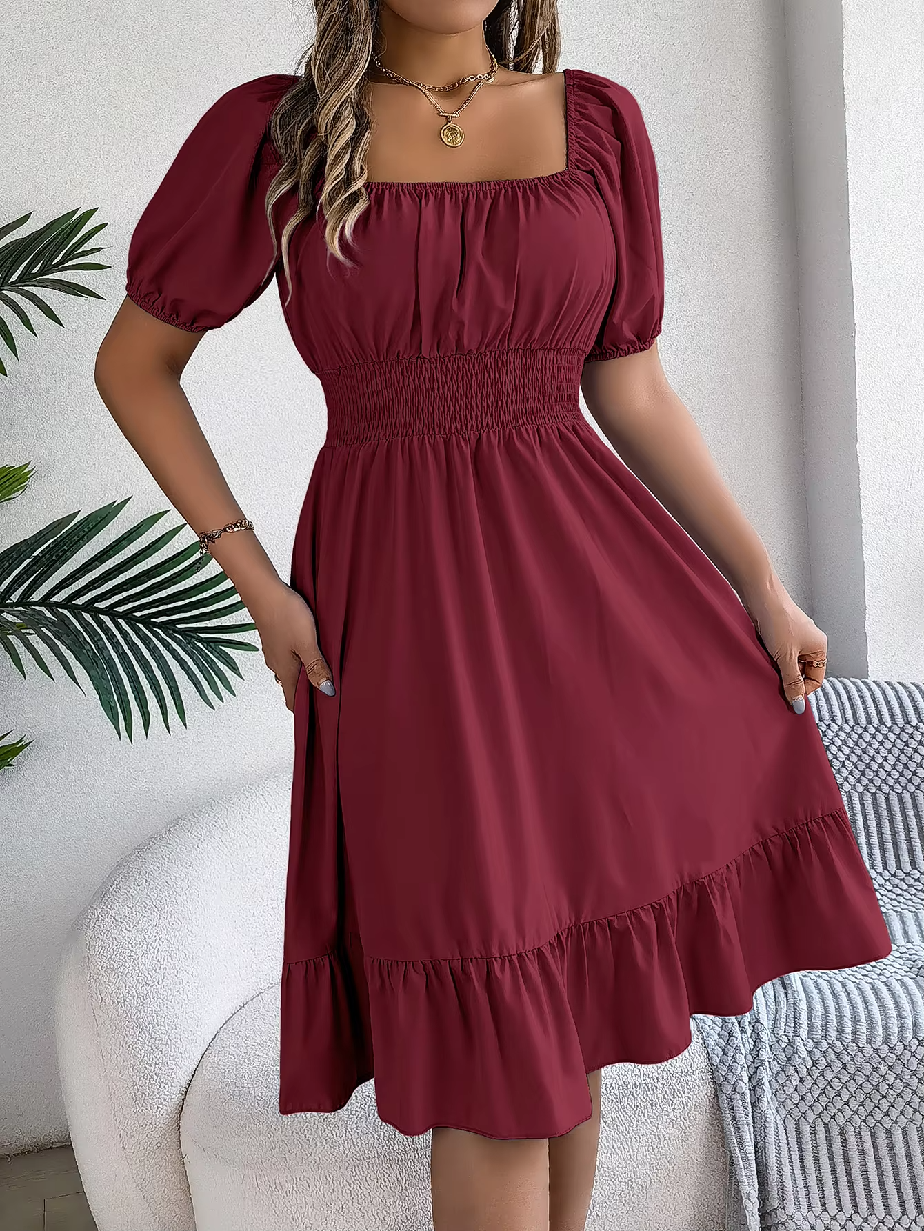 Riley | Chic Short Sleeve V-Neck Linen Dress
