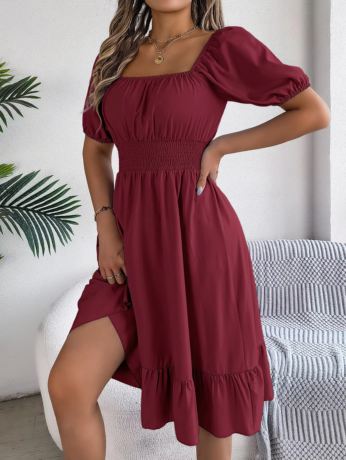 Riley | Chic Short Sleeve V-Neck Linen Dress