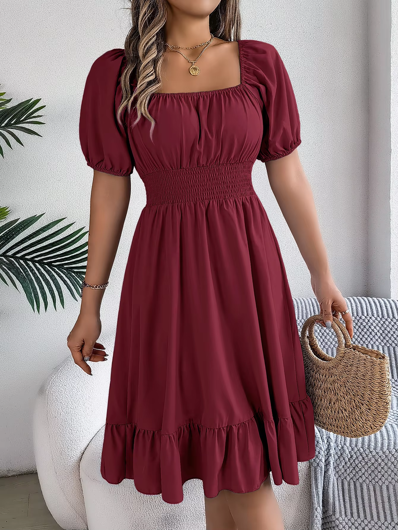 Riley | Chic Short Sleeve V-Neck Linen Dress