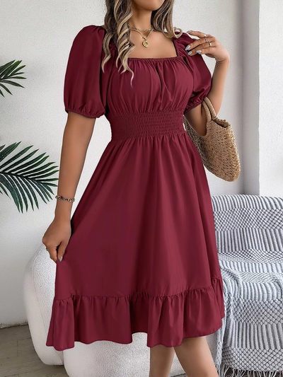 Riley | Chic Short Sleeve V-Neck Linen Dress