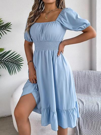 Riley | Chic Short Sleeve V-Neck Linen Dress