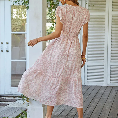 Lily | Stylish Floral Wrap Belt Summer Dress