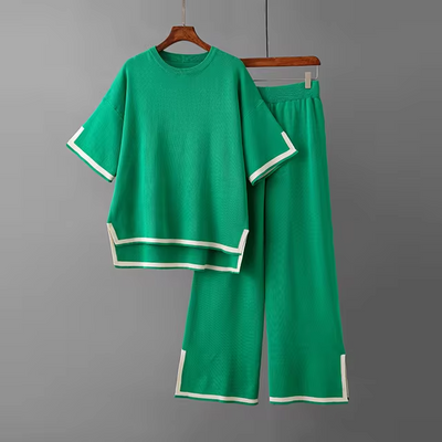 Charlotte | Chic Ice Silk Short Sleeve Co-Ord Set