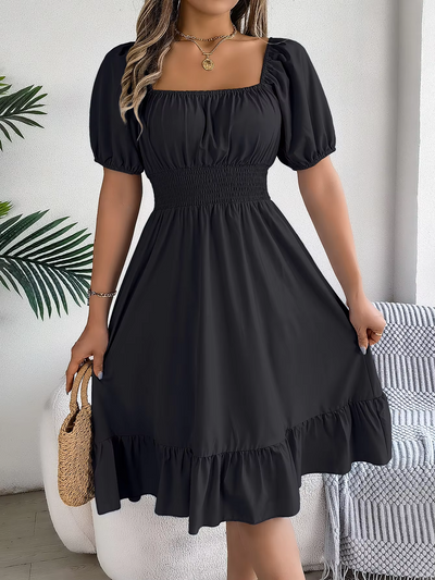 Riley | Chic Short Sleeve V-Neck Linen Dress