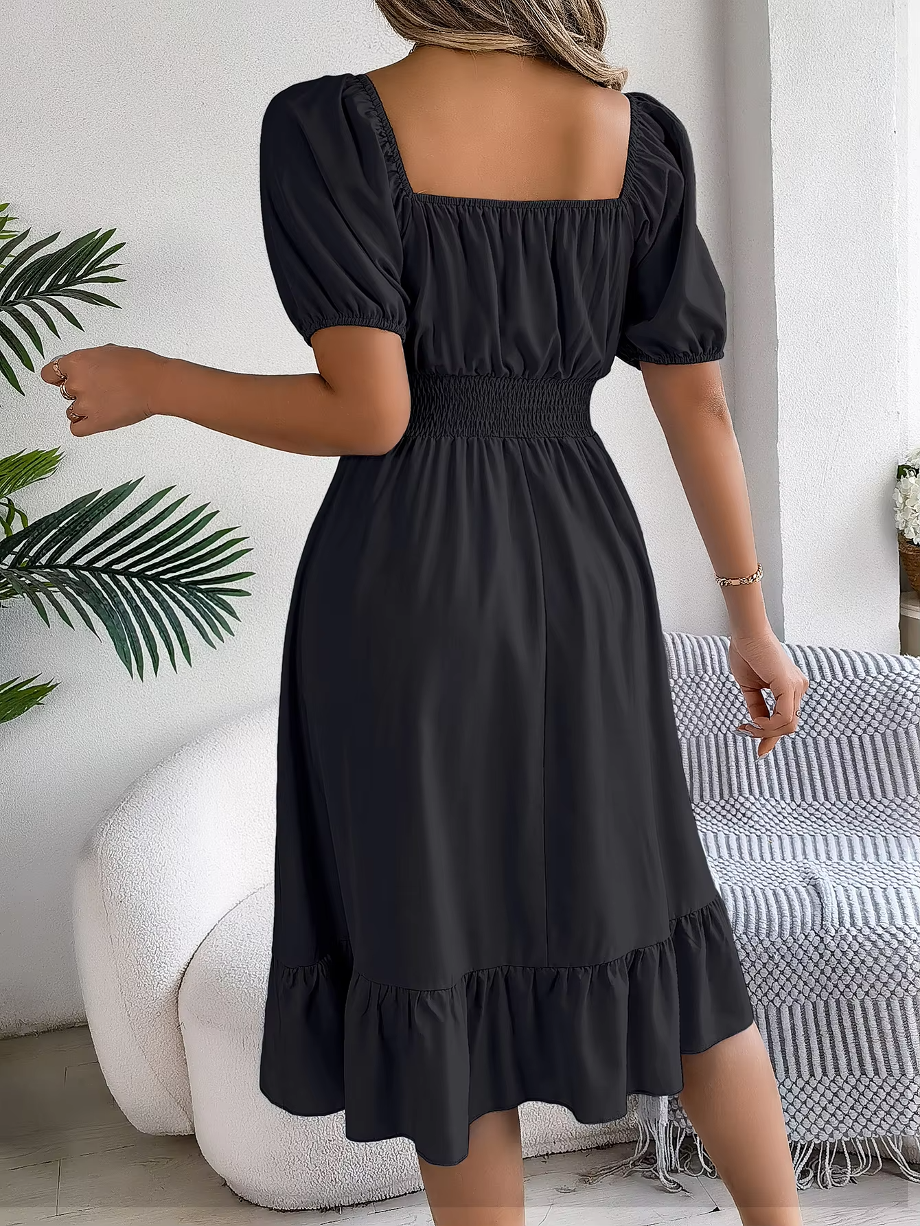Riley | Chic Short Sleeve V-Neck Linen Dress