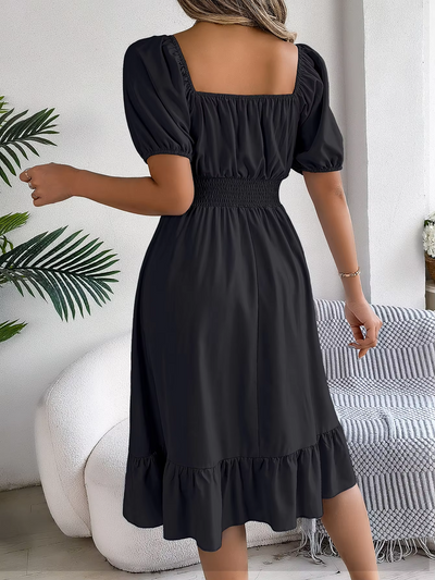 Riley | Chic Short Sleeve V-Neck Linen Dress