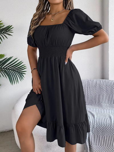 Riley | Chic Short Sleeve V-Neck Linen Dress