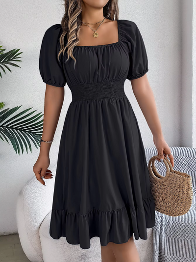 Riley | Chic Short Sleeve V-Neck Linen Dress