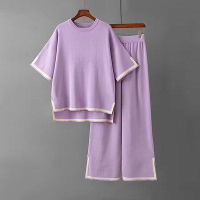 Charlotte | Chic Ice Silk Short Sleeve Co-Ord Set