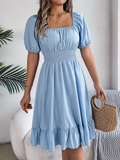 Riley | Chic Short Sleeve V-Neck Linen Dress