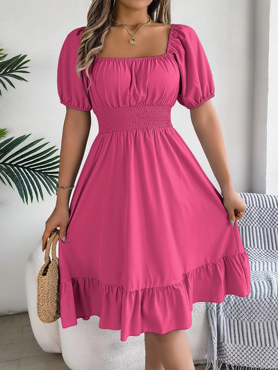Riley | Chic Short Sleeve V-Neck Linen Dress