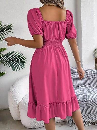 Riley | Chic Short Sleeve V-Neck Linen Dress