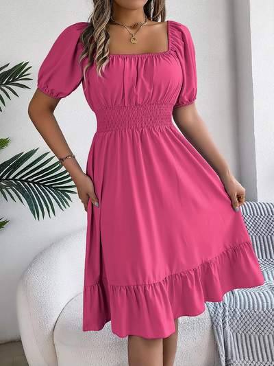 Riley | Chic Short Sleeve V-Neck Linen Dress