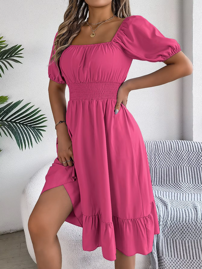 Riley | Chic Short Sleeve V-Neck Linen Dress