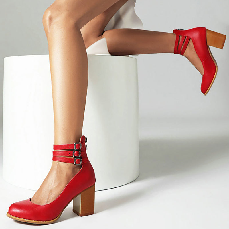 Sophia | Ankle Strap Chunky Heel Sandals
