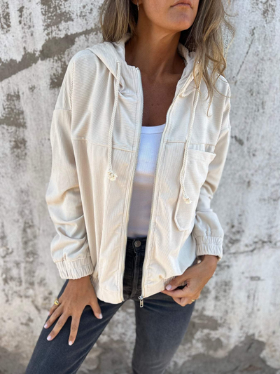 Emily | Cozy Corduroy Jacket with Hood and Zip